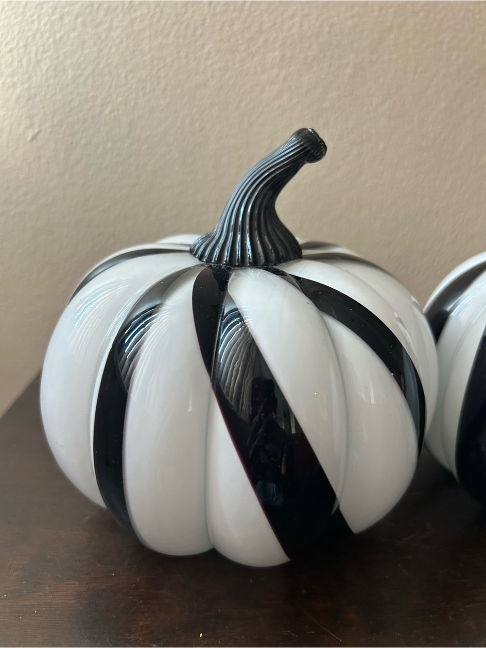New Black White Striped Pumpkin New Glass Fall Mackenzie Childs Look